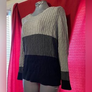 Black and Gray Block Stripe Sweater